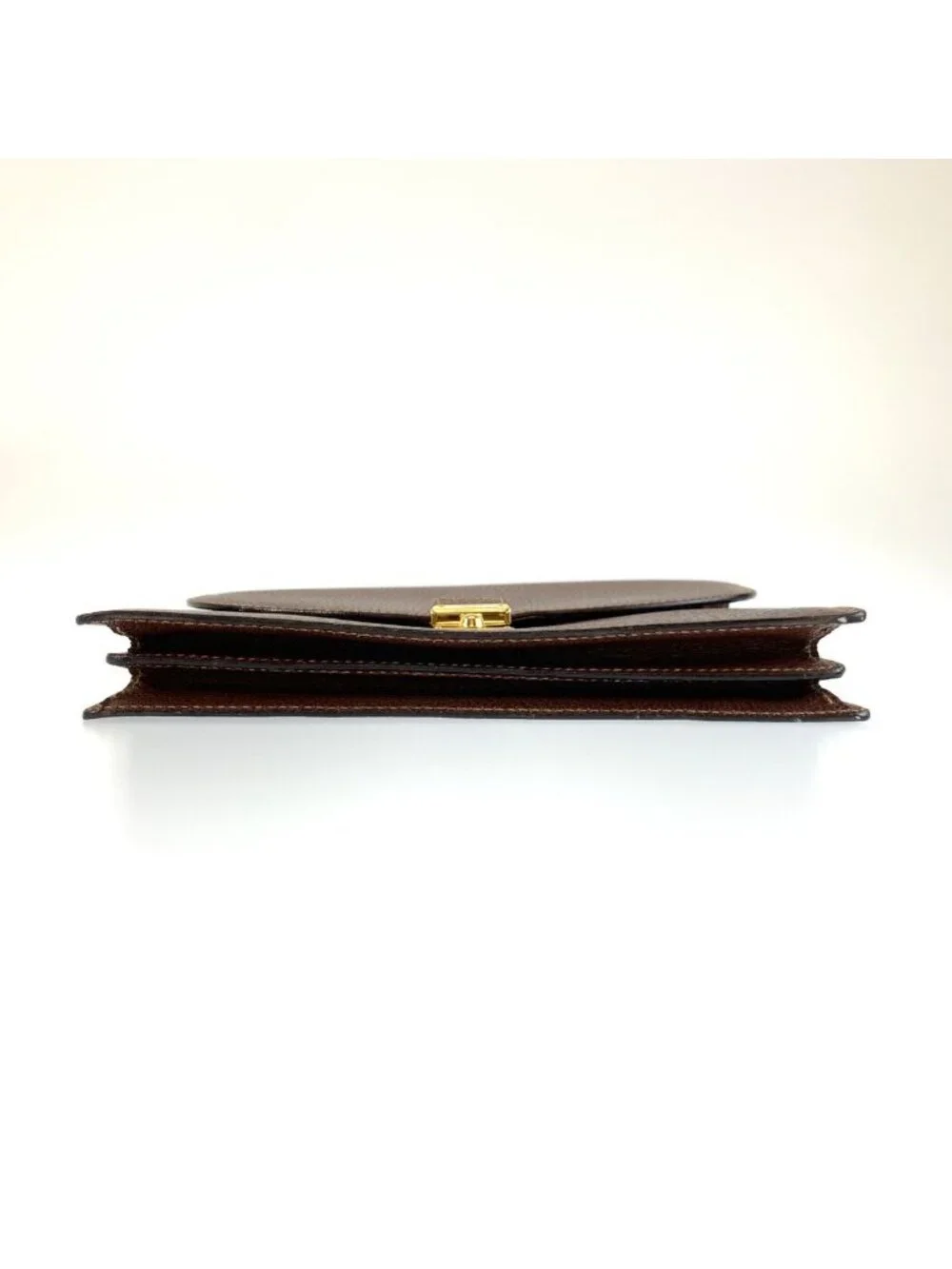 Gucci Brown Gold Leather Clutch